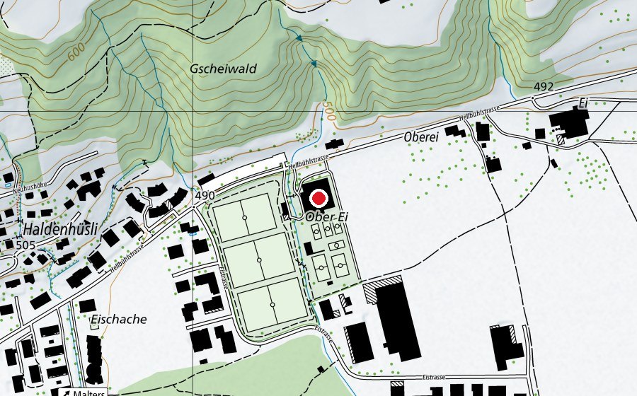 Map showing the location of Sporthalle Oberei (Sports centre)