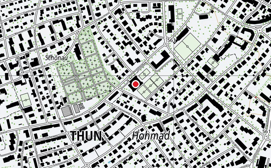 Carte indiquant l’emplacement de Sporthalle Progymatte (Centre sportif)
