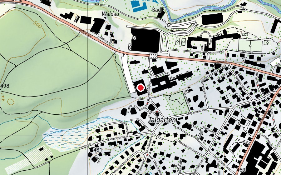 Mappa con la posizione di Sporthalle Rekrutierungszentrum (Centro sportivo)