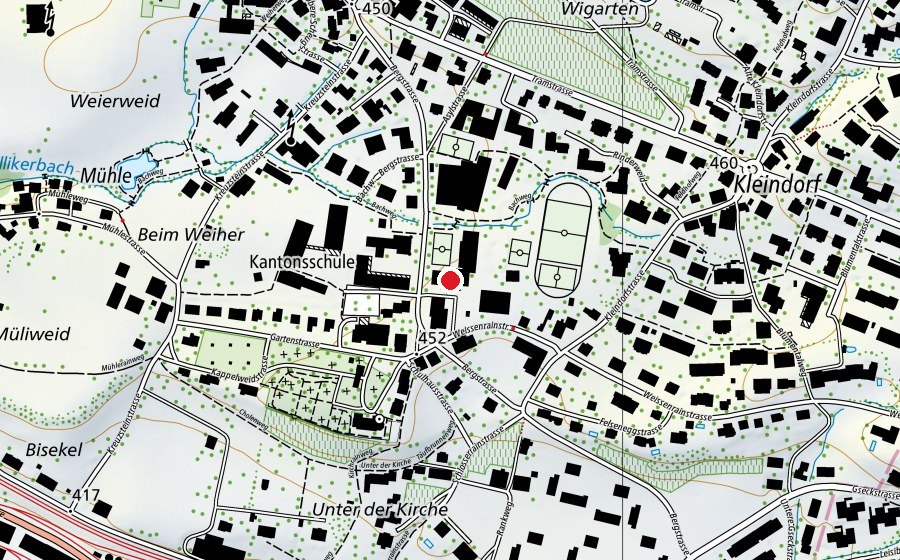 Map showing the location of Sporthalle Rossweid (Sports centre)