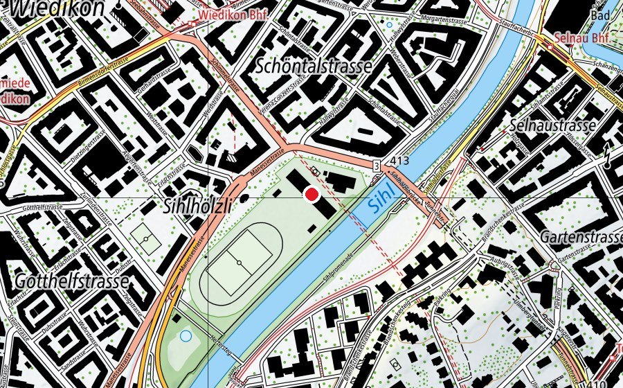 Mappa con la posizione di Sporthalle Sihlhölzli (Centro sportivo)