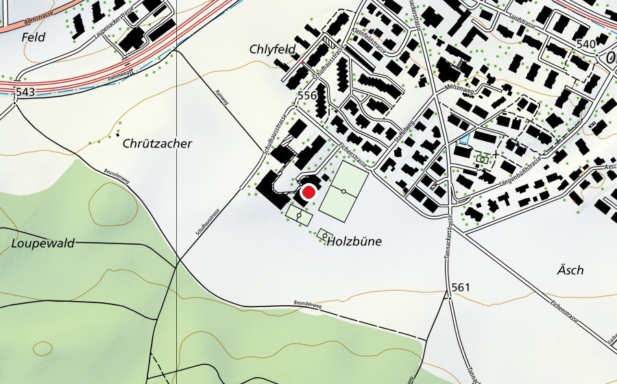Carte indiquant l’emplacement de Sporthalle Staffel III (Centre sportif)