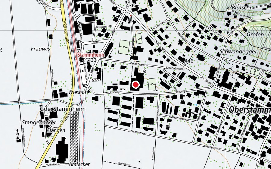 Map showing the location of Sporthalle Stammertal (Sports centre)