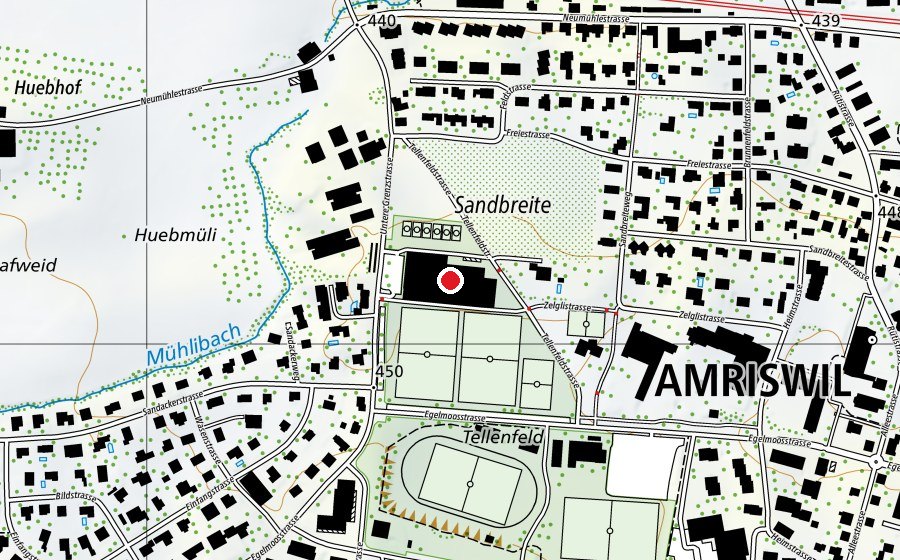 Mappa con la posizione di Sporthalle Tellenfeld (Centro sportivo)
