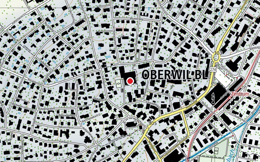 Map showing the location of Sporthalle Thomasgarten (Sports centre)