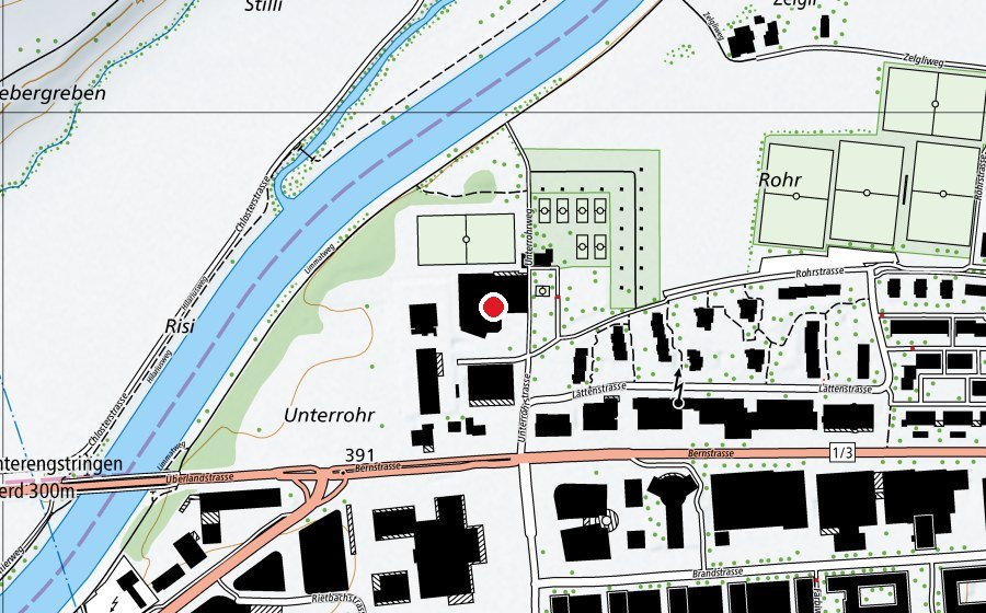 Carte indiquant l’emplacement de Sporthalle Unterrohr (Centre sportif)