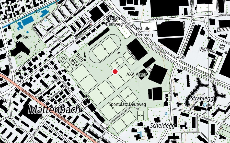 Karte mit dem Standort von Sportpark Deutweg (Sportanlage)