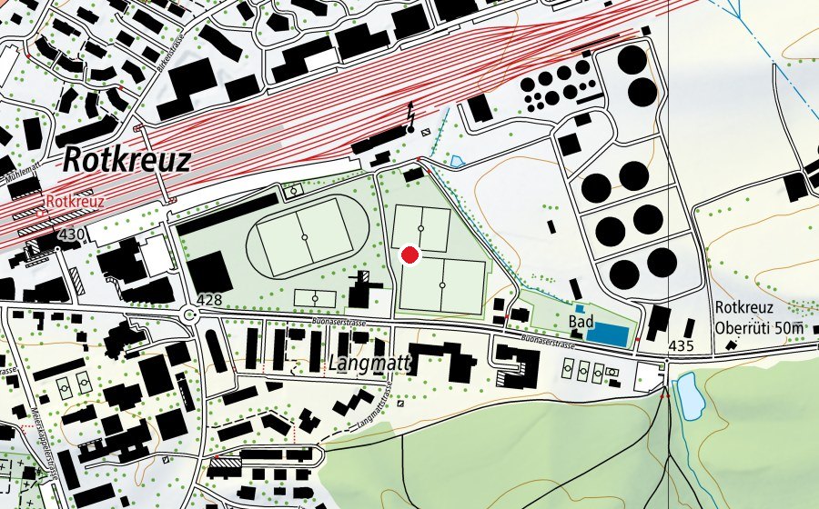 Carte indiquant l’emplacement de Sportpark Rotkreuz (Centre sportif)