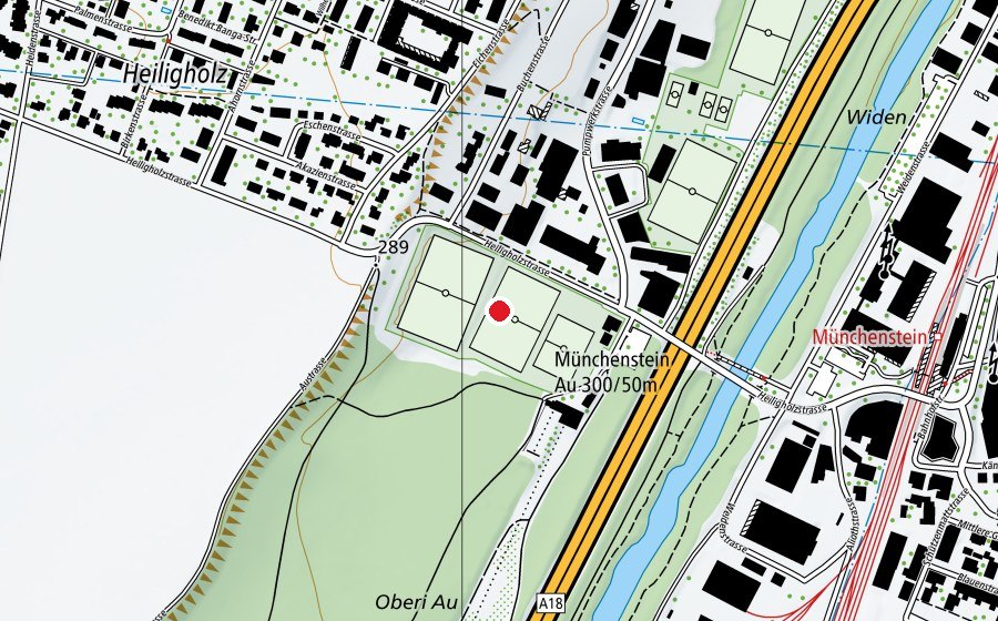 Mappa con la posizione di Sportplatz Au (Centro sportivo)