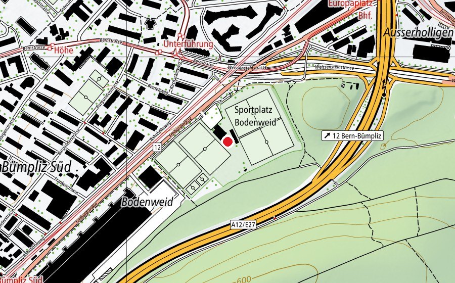 Karte mit dem Standort von Sportplatz Bodenweid (Sportanlage)