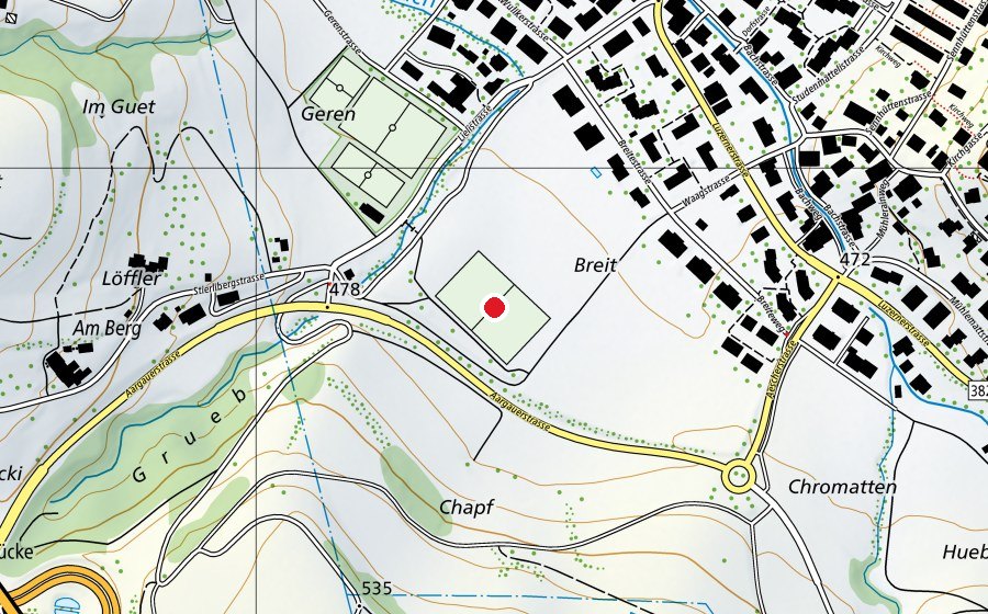 Carte indiquant l’emplacement de Sportplatz Breite - FC Birmensdorf (Centre sportif)
