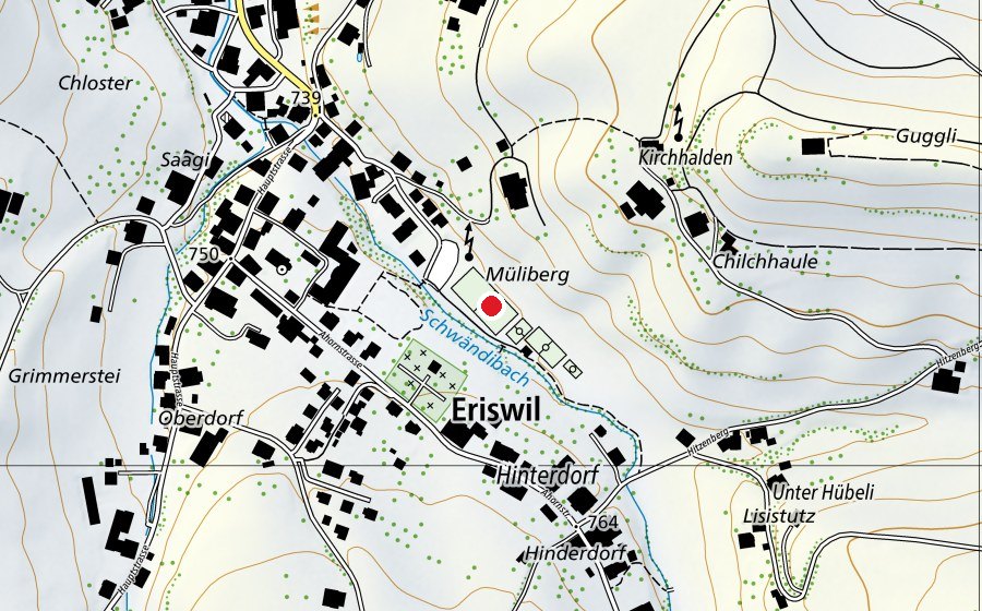 Karte mit dem Standort von Sportplatz Eriswil (Sportanlage)