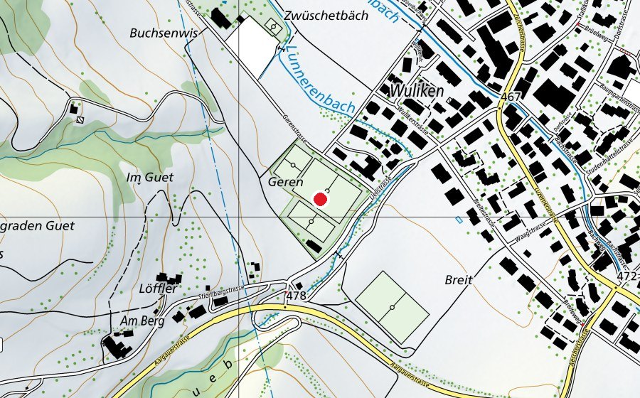 Map showing the location of Sportplatz Geren - FC Birmensdorf (Sports centre)