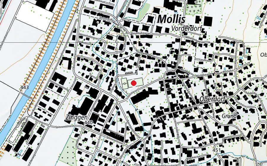 Karte mit dem Standort von Sportplatz Mollis (Sportanlage)