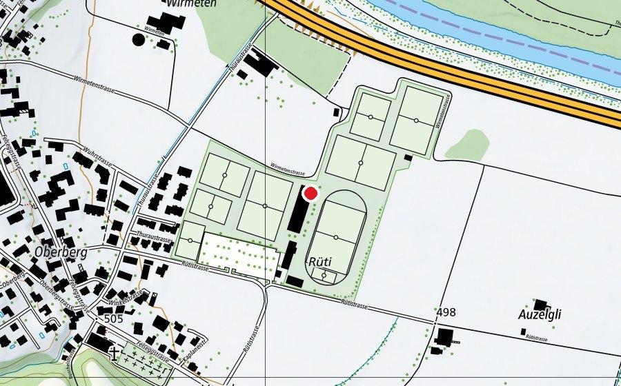 Karte mit dem Standort von Sportplatz Rüti (Sportanlage)