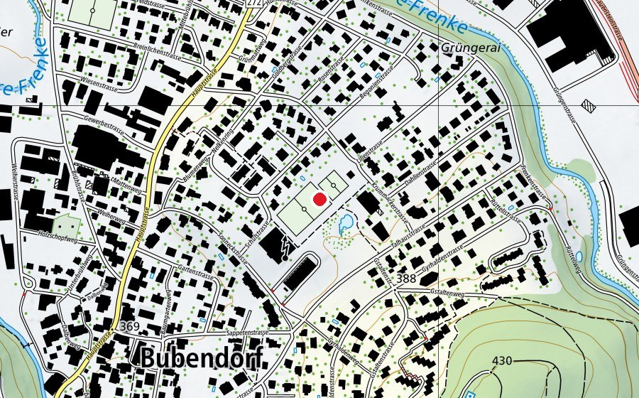 Map showing the location of Sportplatz Sappeten (Sports centre)