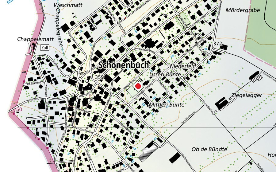 Carte indiquant l’emplacement de Sportplatz (Centre sportif)