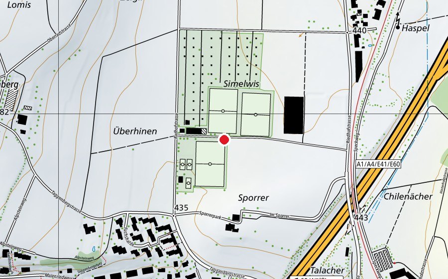 Map showing the location of Sportplatz Sporrer (Sports centre)