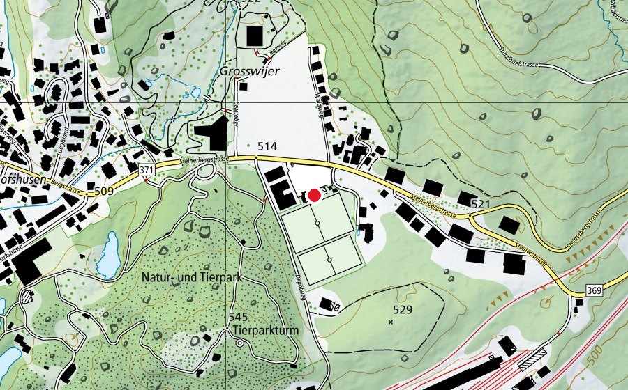 Map showing the location of Sportplatz Tierpark (Sports centre)