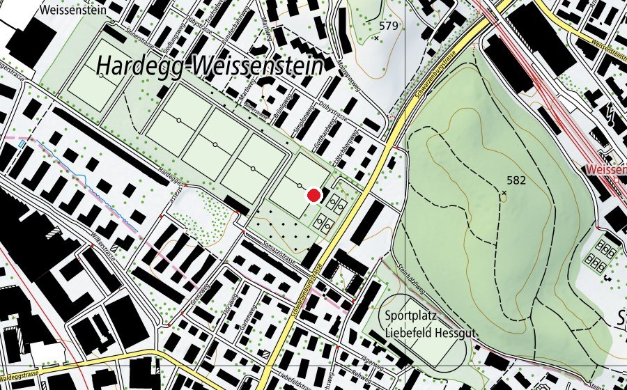 Map showing the location of Sportplatz Wander (Sports centre)