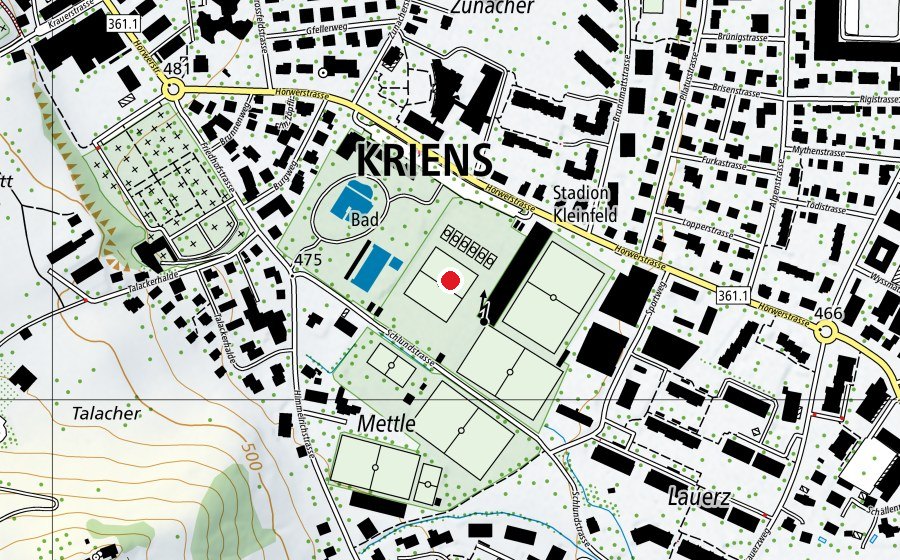 Map showing the location of Sportstadion Kleinfeld (Sports centre)