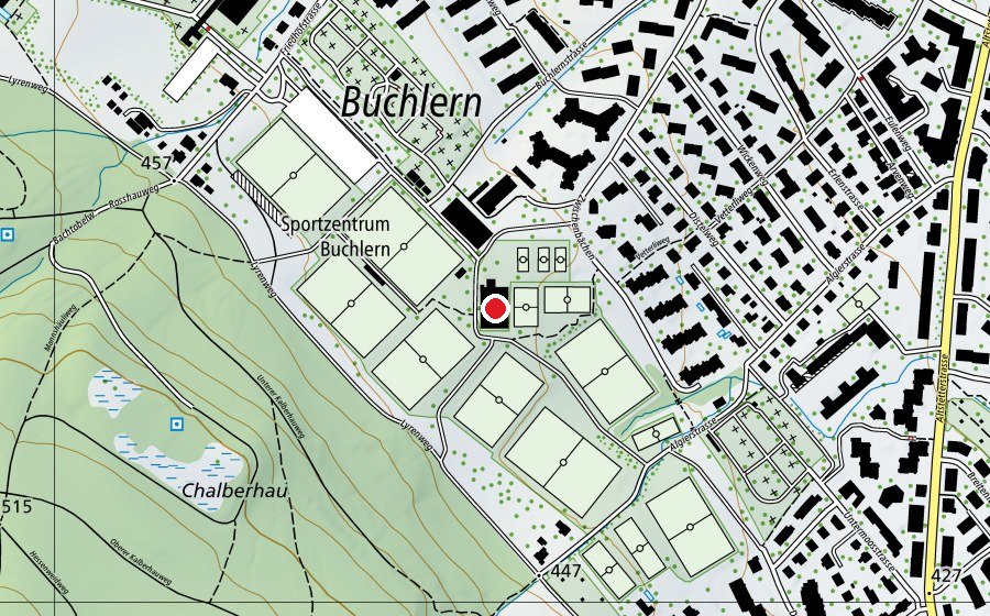 Carte indiquant l’emplacement de Sportzentrum Buchlern (Centre sportif)