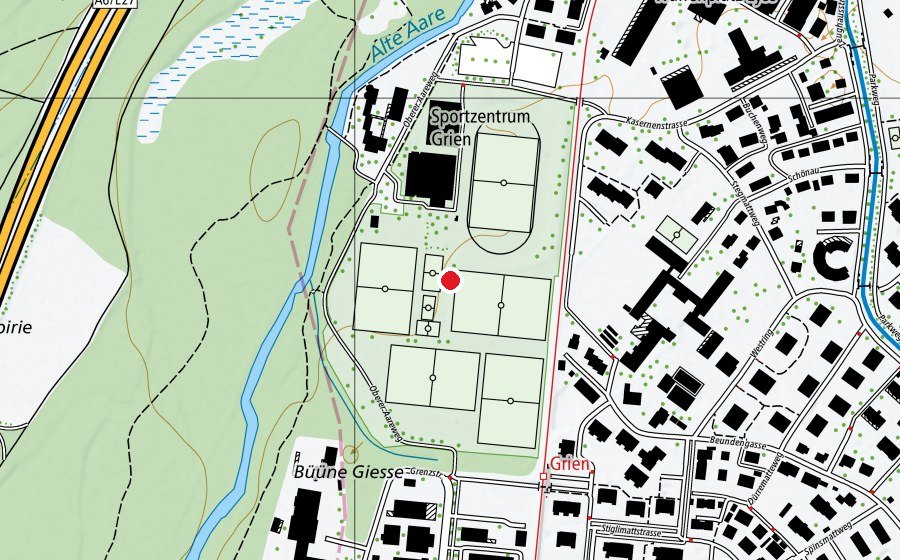 Karte mit dem Standort von Sportzentrum Grien (Sportanlage)