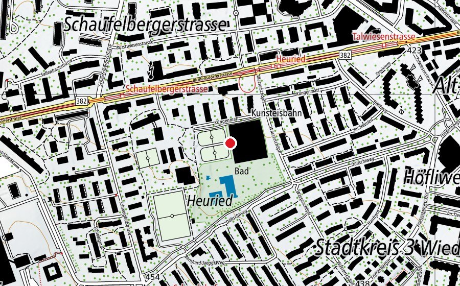 Mappa con la posizione di Sportzentrum Heuried (Centro sportivo)
