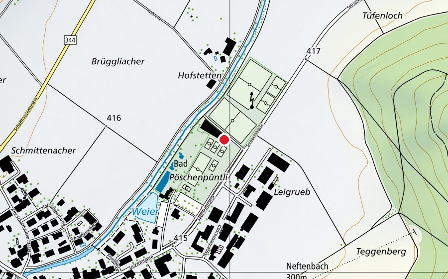 Karte mit dem Standort von Sportzentrum Pöschenriet (Sportanlage)