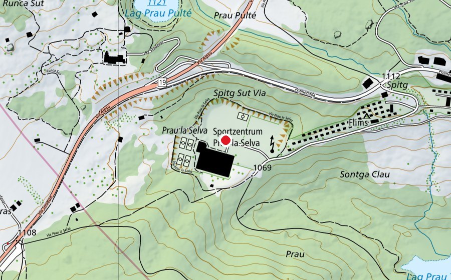 Karte mit dem Standort von Sportzentrum Prau la Selva (Sportanlage)