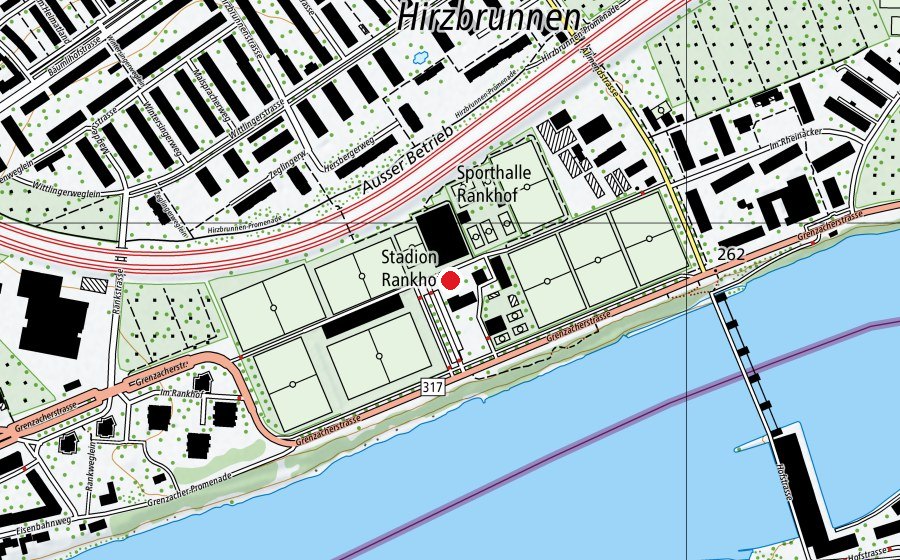 Map showing the location of Sportzentrum Rankhof (Sports centre)