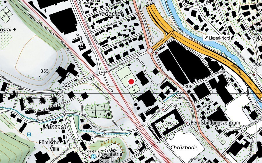 Carte indiquant l’emplacement de Sportzentrum Schauenburg (Centre sportif)