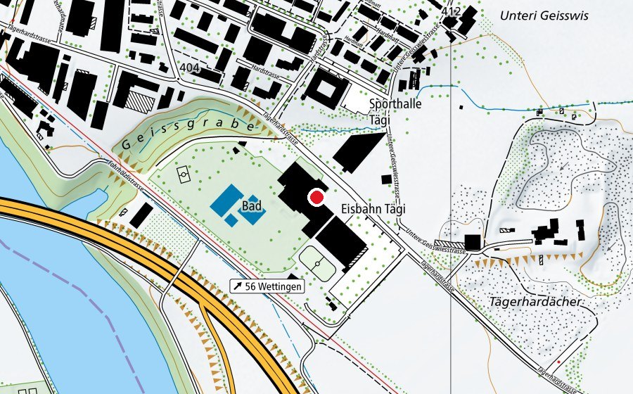 Map showing the location of Sportzentrum Tägerhard (Sports centre)