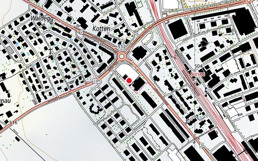 Mappa con la posizione di Squash Arena Sursee (Centro sportivo)