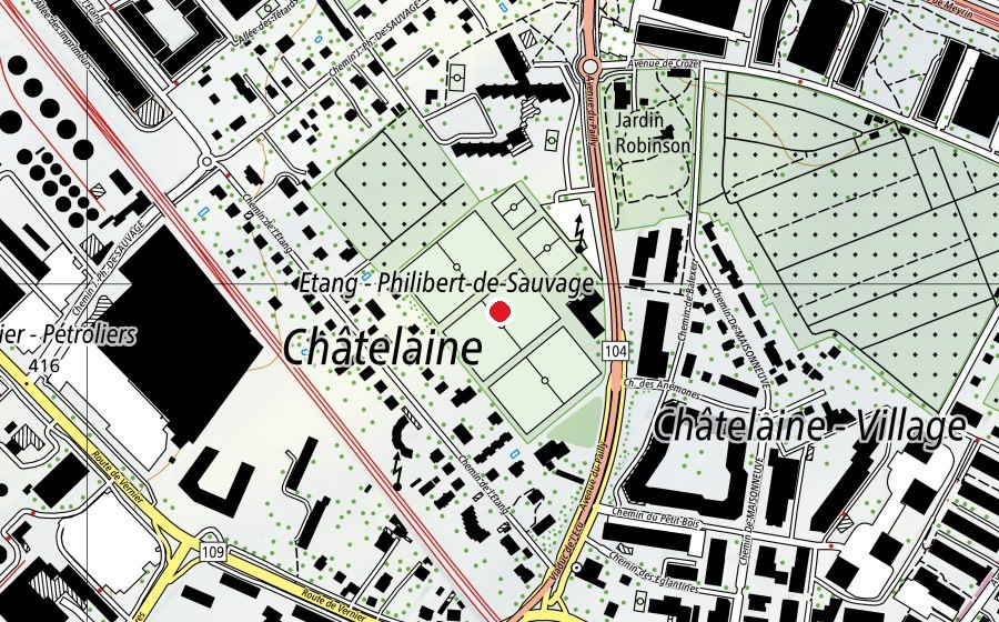 Karte mit dem Standort von Stade de Balexert (Sportanlage)