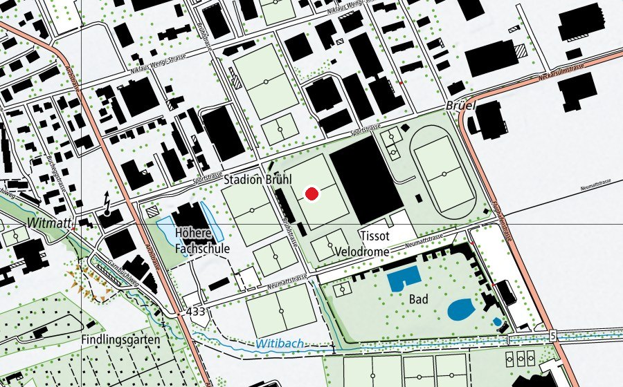 Karte mit dem Standort von Stadion Brühl (Sportanlage)