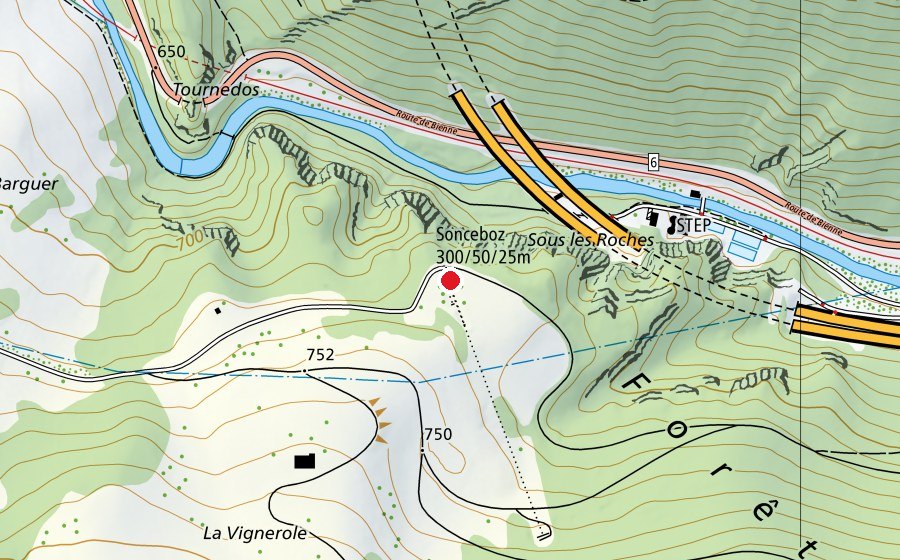 Mappa con la posizione di Stand de tir La Vignerole (Centro sportivo)