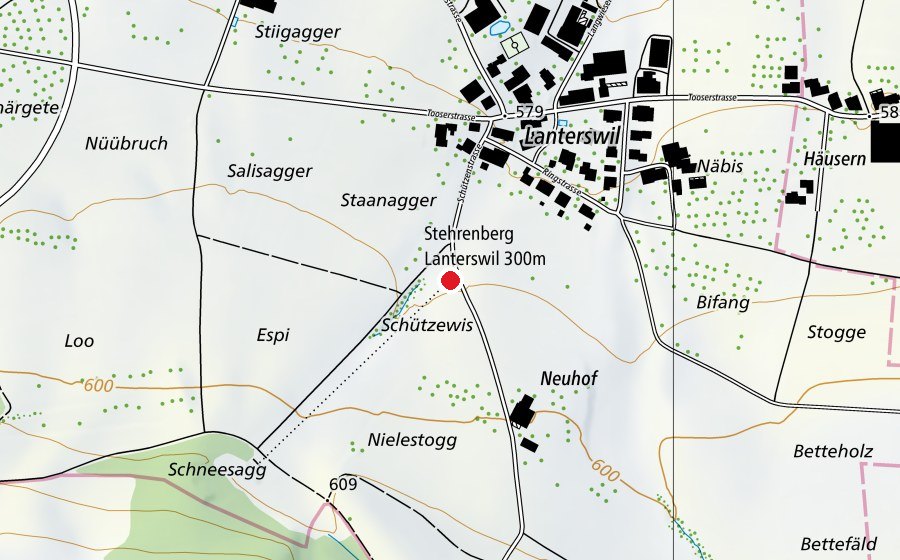 Mappa con la posizione di Stehrenberg Lanterswil 300 m (Centro sportivo)