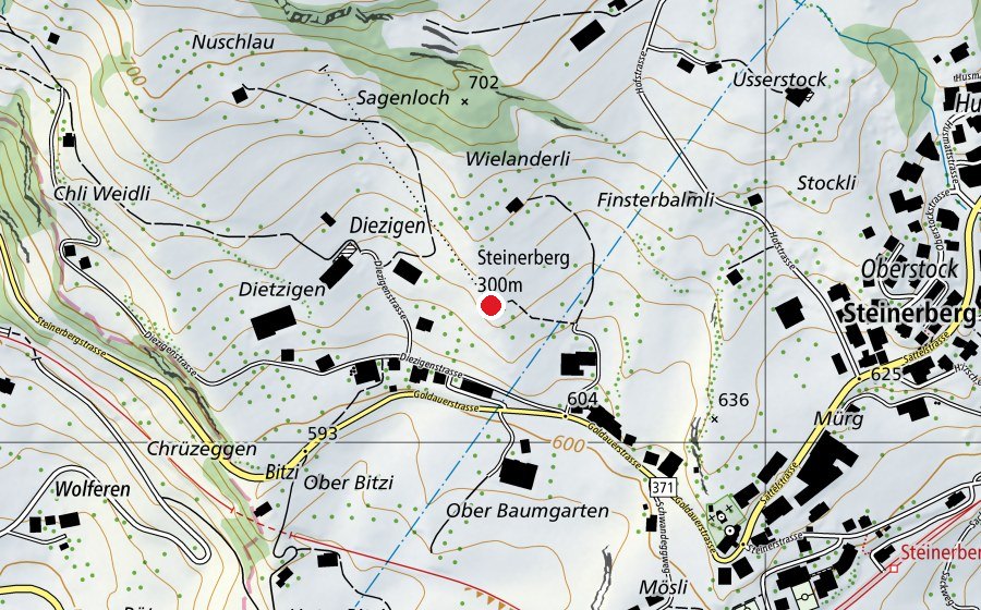 Carte indiquant l’emplacement de Steinerberg 300 m (Centre sportif)