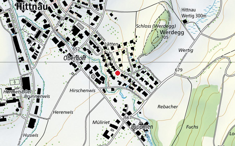 Map showing the location of Stoffel-Loipe Hittnau (Sports centre)