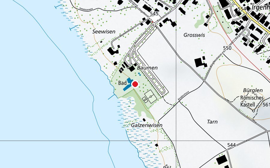 Carte indiquant l’emplacement de Strandbad Baumen Pfäffikersee (Centre sportif)