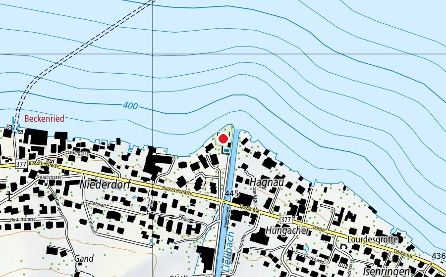 Mappa con la posizione di Strandbad Beckenried (Centro sportivo)