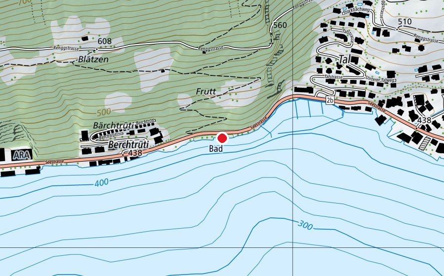 Mappa con la posizione di Strandbad Cholplatz (Centro sportivo)