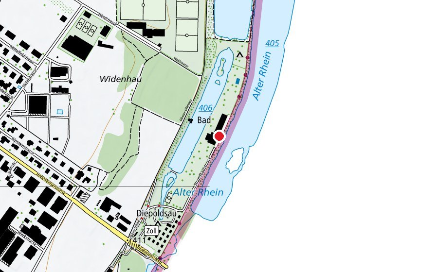 Map showing the location of Strandbad Diepoldsa (Sports centre)