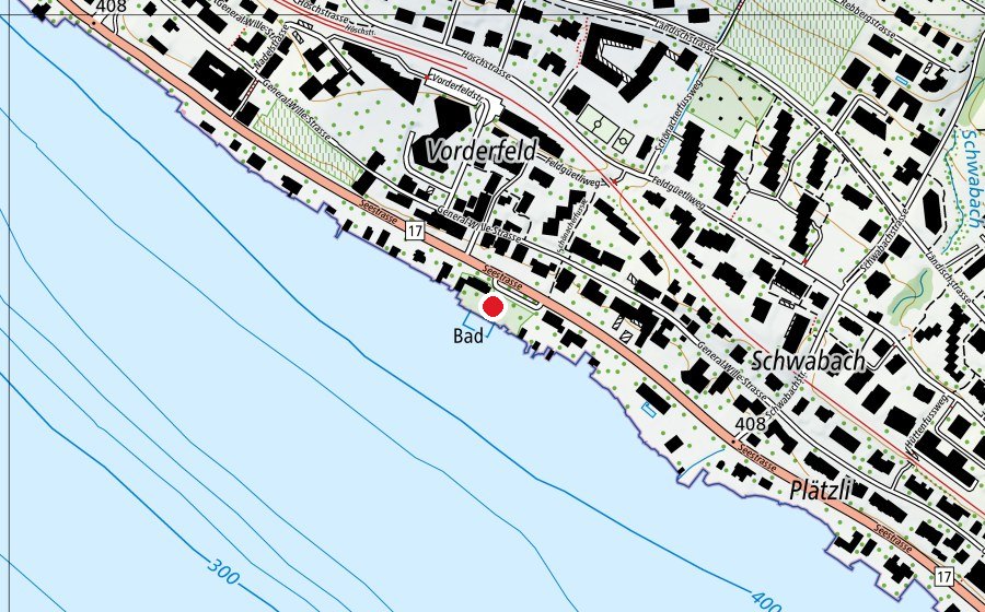Carte indiquant l’emplacement de Strandbad Feldmeilen (Centre sportif)