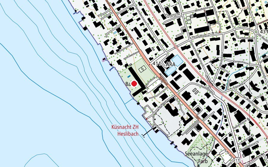 Map showing the location of Strandbad Küsnacht (Sports centre)