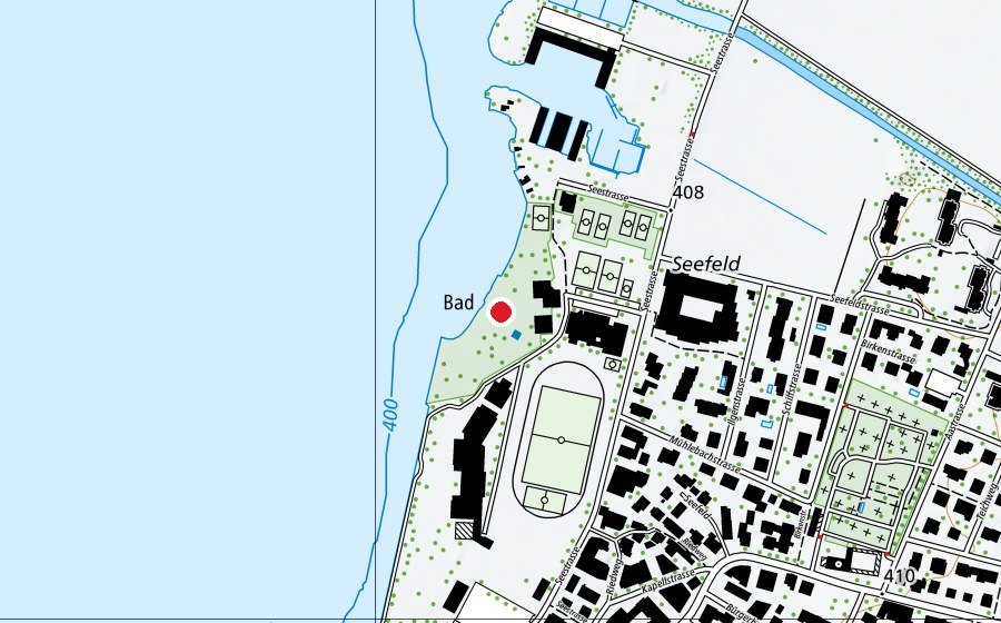 Carte indiquant l’emplacement de Strandbad Lachen (Centre sportif)