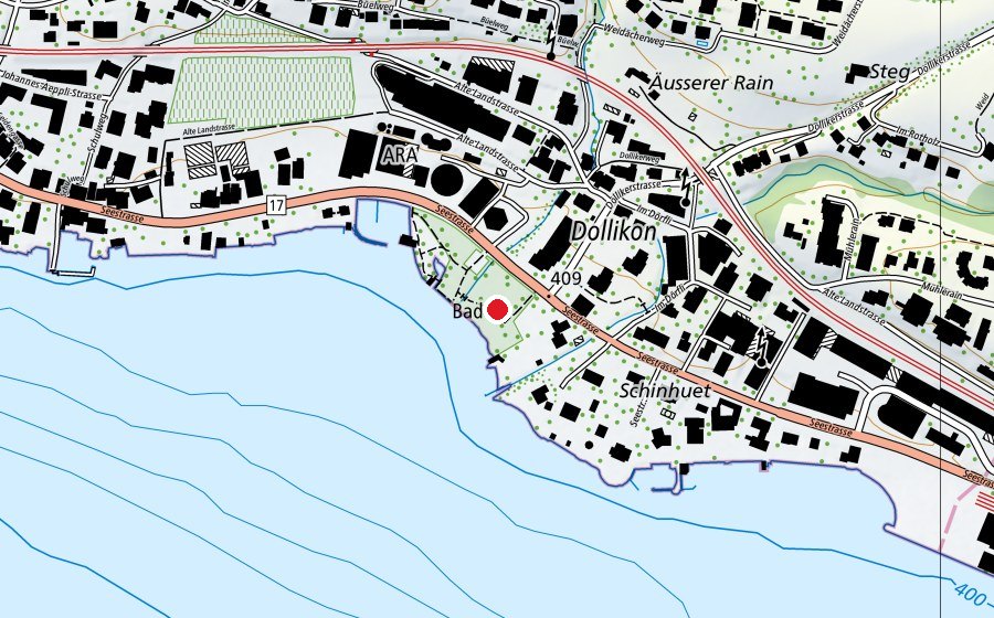 Carte indiquant l’emplacement de Strandbad Ländeli Obermeilen (Centre sportif)