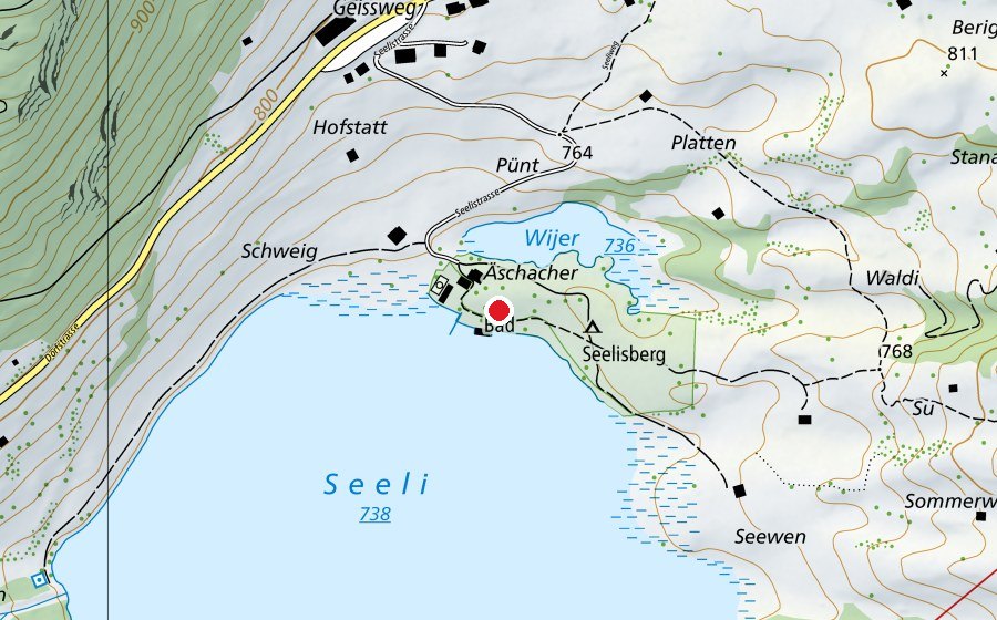 Mappa con la posizione di Strandbad Seelisberg (Centro sportivo)