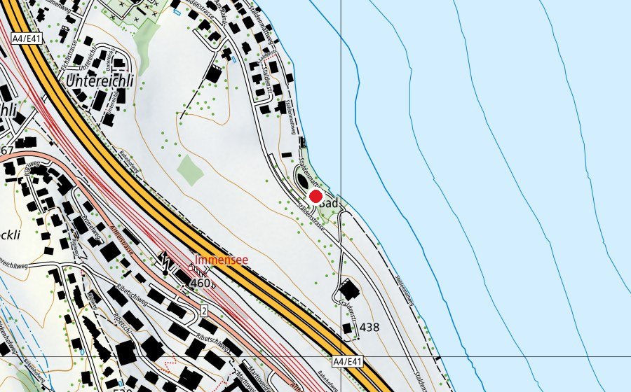 Carte indiquant l’emplacement de Strandbad Staldenmatt (Centre sportif)
